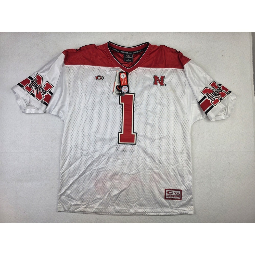 NWT Vintage Nebraska Cornhuskers Football White Jersey Stitched Mens L #1 NCAA - Picture 1 of 11
